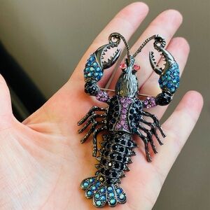 Large Rhinestone 🦞 Lobster 🦞 Brooch….